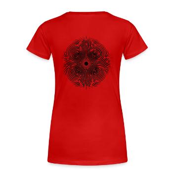 Chladni Oszillation - Highlight für Trendsetter - Frauen Premium Bio T-Shirt - Rot - Hinten - Mia (176cm)
