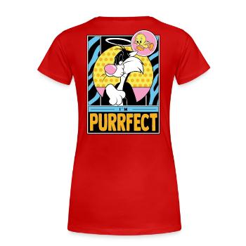 Looney Tunes Sylvester I'm Purrfect Funny Design - Women's Premium Organic T-Shirt - red - Back - Mia (176cm)