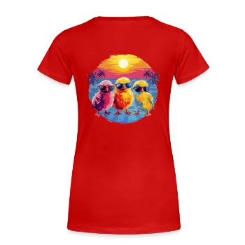 Mode citadine élégante : Sunset Chick - T-shirt bio Premium Femme - rouge - Dos - Mia (176cm)
