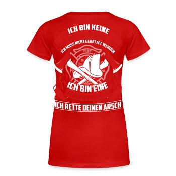 Feuerwehrfrau - Retten - Frauen Premium Bio T-Shirt - Rot - Hinten - Mia (176cm)
