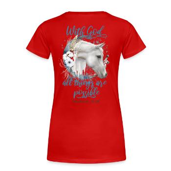 Équitation Chevaux Christian Cites Propriétaires de chevaux - T-shirt bio Premium Femme - rouge - Dos - Mia (176cm)