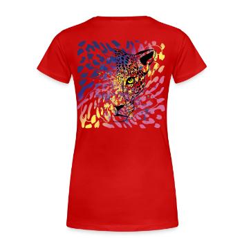 Leopard Raubkatze Animal Print - Frauen Premium Bio T-Shirt - Rot - Hinten - Mia (176cm)