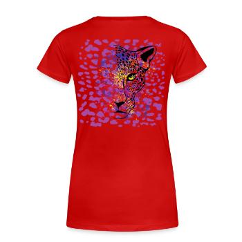 Bunter Leopard Raubkatze Animal Print - Frauen Premium Bio T-Shirt - Rot - Hinten - Mia (176cm)