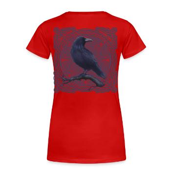 Rabe Krähe Keltisch - Frauen Premium Bio T-Shirt - Rot - Hinten - Mia (176cm)