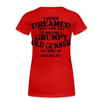 Grumpy Old Gunner - Women's Premium Organic T-Shirt - red - Back - Mia (176cm)