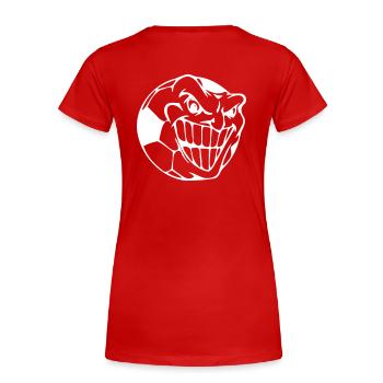 Grinsender Ball - Frauen Premium Bio T-Shirt - Rot - Hinten - Mia (176cm)