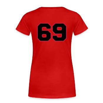 number69 - Women's Premium Organic T-Shirt - red - Back - Mia (176cm)