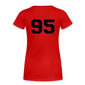 number95 - Women's Premium Organic T-Shirt - red - Back - Mia (176cm)