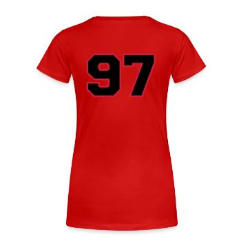 number97 - Frauen Premium Bio T-Shirt - Rot - Hinten - Mia (176cm)