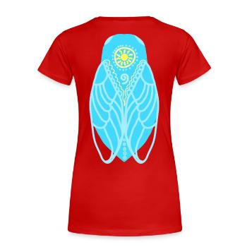 Mediterrane Sonnenzikade - Frauen Premium Bio T-Shirt - Rot - Hinten - Mia (176cm)