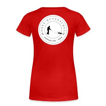Mantrailing Team - Frauen Premium Bio T-Shirt - Rot - Hinten - Mia (176cm)