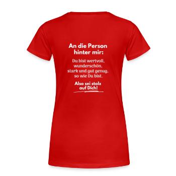 Du bist gut genug! - Frauen Premium Bio T-Shirt - Rot - Hinten - Mia (176cm)