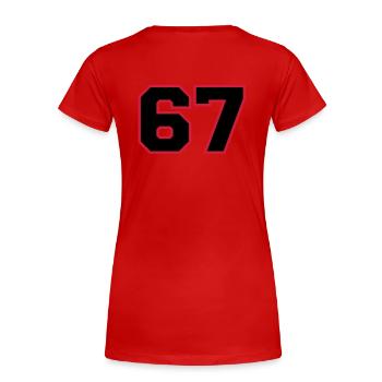 number67 - Women's Premium Organic T-Shirt - red - Back - Mia (176cm)