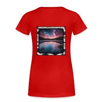 Paysage marin avec reflets - T-shirt bio Premium Femme - rouge - Dos - Mia (176cm)