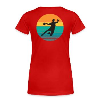 Handball, Handballfan, Handball spielen - Frauen Premium Bio T-Shirt - Rot - Hinten - Mia (176cm)