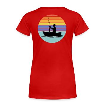 fishing, fisherman, fishing rod - Women's Premium Organic T-Shirt - red - Back - Mia (176cm)