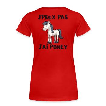 poney, cheval, poney club - T-shirt bio Premium Femme - rouge - Dos - Mia (176cm)