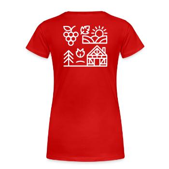 Morning light over vineyard and house - Women's Premium Organic T-Shirt - red - Back - Mia (176cm)