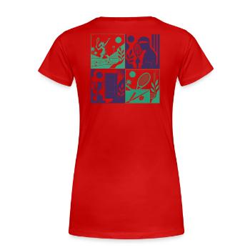 TENNIS WORLD - IA WB générée - T-shirt bio Premium Femme - rouge - Dos - Mia (176cm)