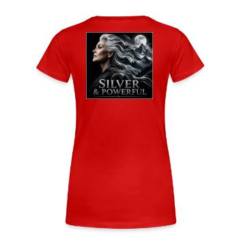Pouvoir de la Sœur Argentée Fière des Cheveux Gris - T-shirt bio Premium Femme - rouge - Dos - Mia (176cm)
