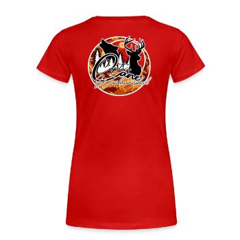 Herbstwald Silhouetten Hirsch Wolf - Frauen Premium Bio T-Shirt - Rot - Hinten - Mia (176cm)