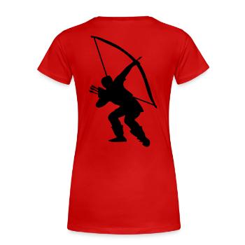 Archery longbow medieval design - Frauen Premium Bio T-Shirt - Rot - Hinten - Mia (176cm)