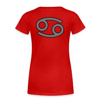 Krebs Horoskop Tierkreiszeichen Sternzeichen - Frauen Premium Bio T-Shirt - Rot - Hinten - Mia (176cm)