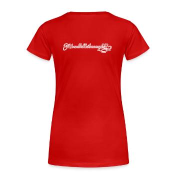 Lebensbaum umarmt Naturkreise - Frauen Premium Bio T-Shirt - Rot - Hinten - Mia (176cm)