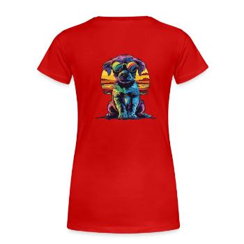 Mode citadine élégante : Chiot drôle - T-shirt bio Premium Femme - rouge - Dos - Mia (176cm)