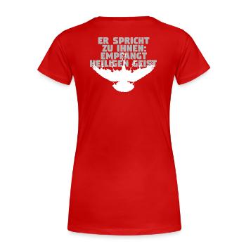 Receive Comforter - German - Women's Premium Organic T-Shirt - red - Back - Mia (176cm)