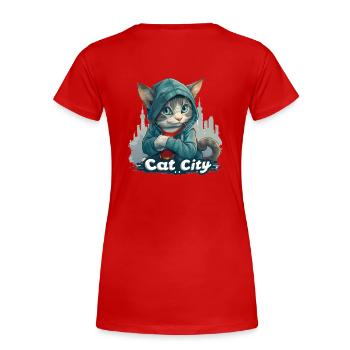 Mode exclusive de Kitten City L’élégance tendance - T-shirt bio Premium Femme - rouge - Dos - Mia (176cm)