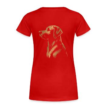 Labrador Zeichnung Kopf bronze/kupfer - Frauen Premium Bio T-Shirt - Rot - Hinten - Mia (176cm)