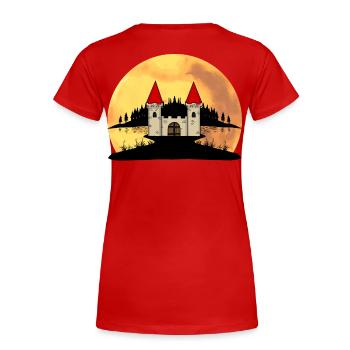 Mittelalter Burg Festung Natur Fantasy - Frauen Premium Bio T-Shirt - Rot - Hinten - Mia (176cm)