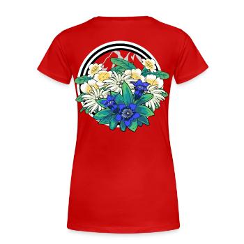 Flora Wild Flowers Gentian Edelweiss Alps Alm Berg - Women's Premium Organic T-Shirt - red - Back - Mia (176cm)
