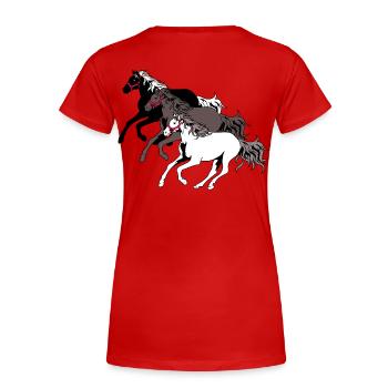 Chevaux sauvages Troupeau Cheval Galop Cheval Course Poney - T-shirt bio Premium Femme - rouge - Dos - Mia (176cm)