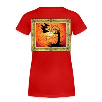 Corbeaux spirituels occultes Corbeaux Oiseaux Arbre naturel - T-shirt bio Premium Femme - rouge - Dos - Mia (176cm)