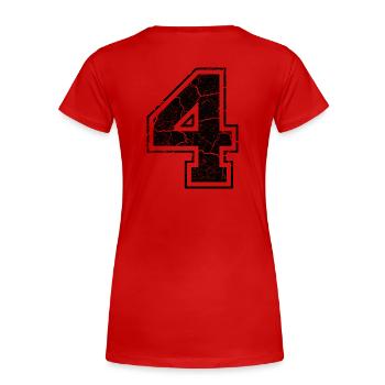 4 four vier black schwarz (uk) - Women's Premium Organic T-Shirt - red - Back - Mia (176cm)