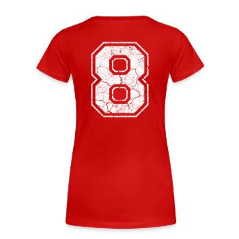 8_eight_acht_white_weiss (fr) - T-shirt bio Premium Femme - rouge - Dos - Mia (176cm)