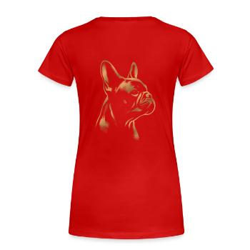 Französische Bulldogge Zeichnung Kopf bronze - Frauen Premium Bio T-Shirt - Rot - Hinten - Mia (176cm)