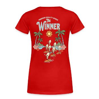 Gewinner - Frauen Premium Bio T-Shirt - Rot - Hinten - Mia (176cm)