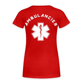 ambulancier logo - T-shirt bio Premium Femme - rouge - Dos - Mia (176cm)