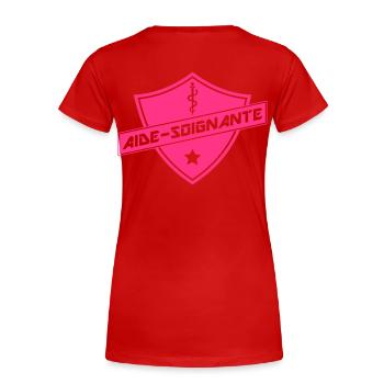 blason aide-soignante - T-shirt bio Premium Femme - rouge - Dos - Mia (176cm)