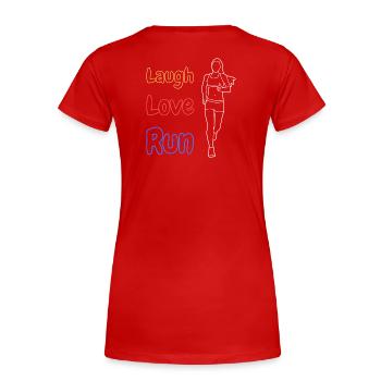 Rire Amour Courir - T-shirt bio Premium Femme - rouge - Dos - Mia (176cm)