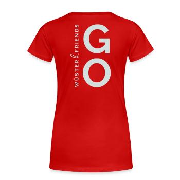 Wüster&Friends GO Logo Hellgrün - Frauen Premium Bio T-Shirt - Rot - Hinten - Mia (176cm)