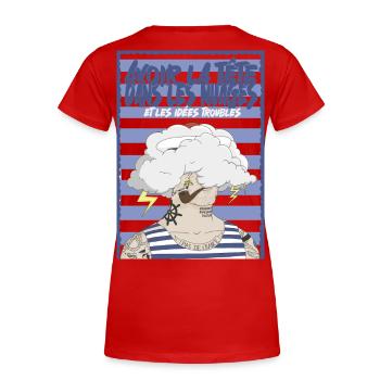Nuage et tatouages marins - T-shirt bio Premium Femme - rouge - Dos - Mia (176cm)