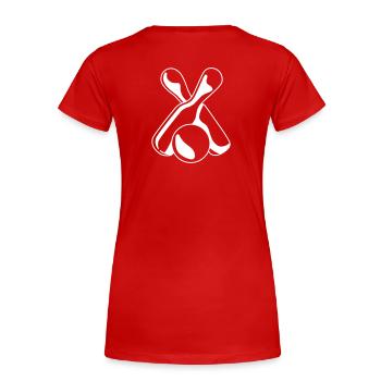 gekreuzte Kegel - Frauen Premium Bio T-Shirt - Rot - Hinten - Mia (176cm)