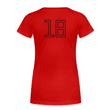 Numéro 18 (Style Université) - T-shirt bio Premium Femme - rouge - Dos - Mia (176cm)