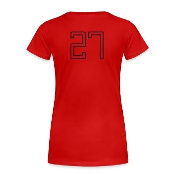 Numéro 27 (Style Université) - T-shirt bio Premium Femme - rouge - Dos - Mia (176cm)