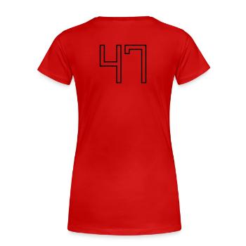 Number 47 (University Style) - Women's Premium Organic T-Shirt - red - Back - Mia (176cm)