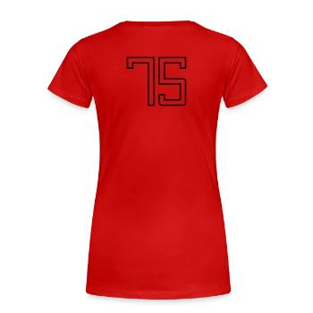 Numéro 75 (Style Université) - T-shirt bio Premium Femme - rouge - Dos - Mia (176cm)